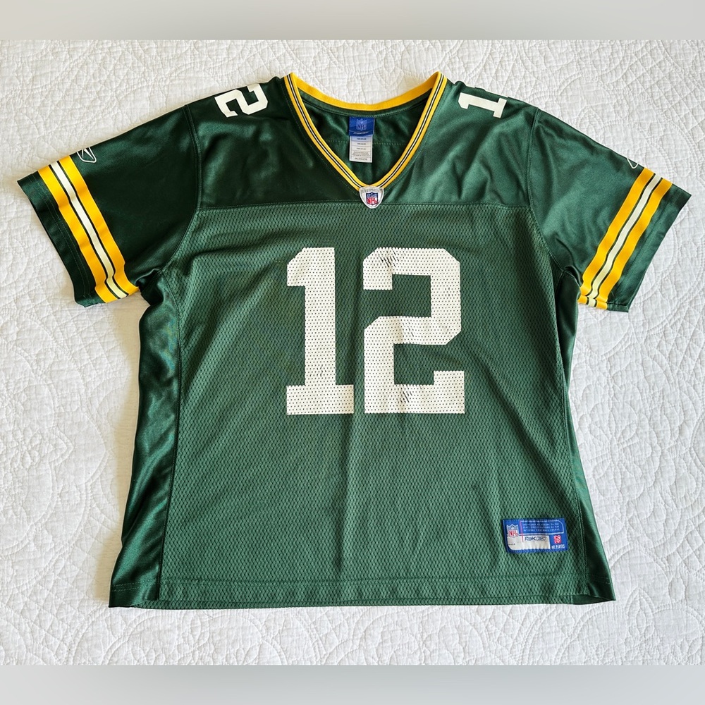 NFL Reebok On Field Green Bay Packer Aaron Rodgers #12 Green Jersey Youth Sz XXL